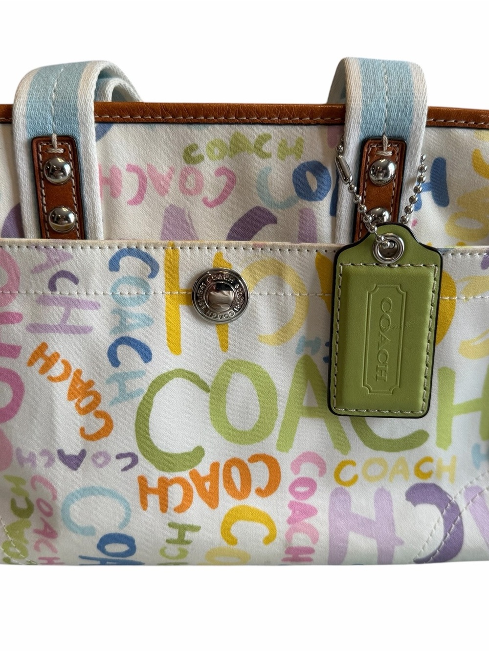 Coach Scribble Pastel Signature Satchel Multi Color - Picture 2 of 16